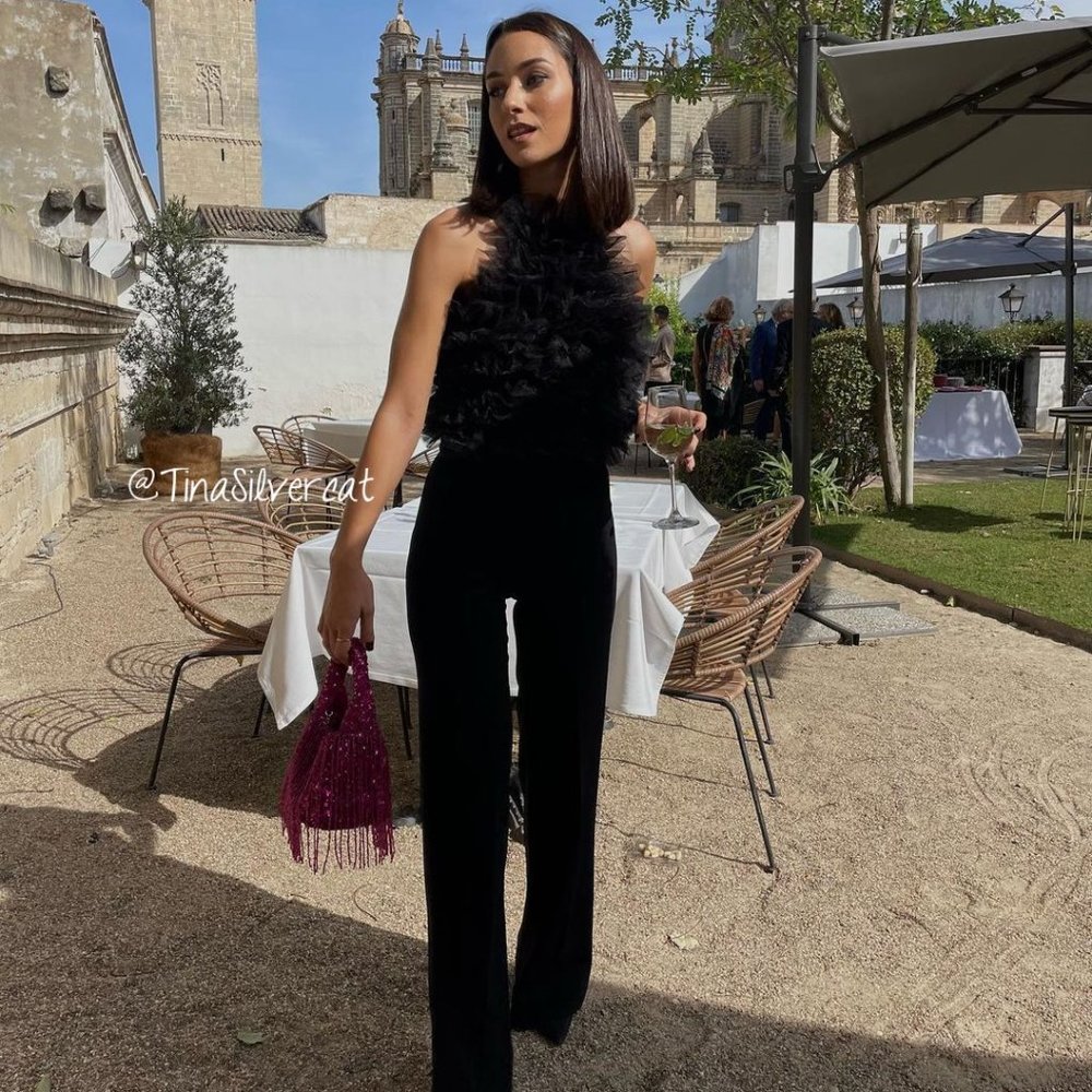 Zara Tulle Top Black NWT